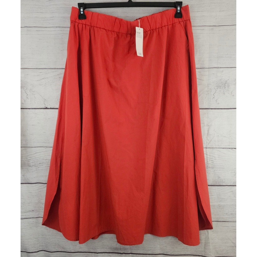 Eileen Fisher XL Washed Cotton Poplin Maxi Skirt - Tomato NWT 1629